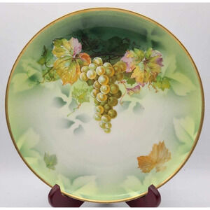 Antique MZ Austria Hand Painted Signed Plate Grapes 8-1/4"d
